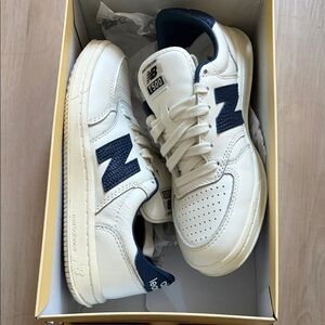 ALD x New Balance White and Navy Low-Top Leather Sneakers